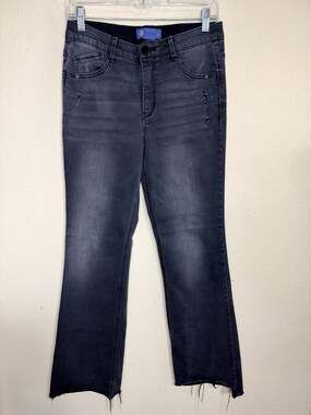 Democracy Women's Size 8 Absolution Black Raw Hem Bootcut Flattering Denim Jeans
